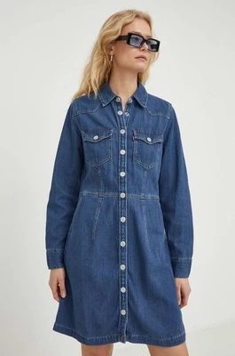 Zdjęcie produktu Levi's sukienka jeansowa kolor niebieski mini prosta