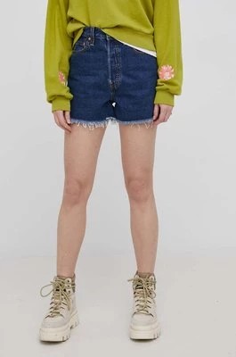 Zdjęcie produktu Levi's szorty jeansowe damskie kolor granatowy gładkie high waist