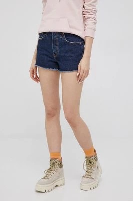 Zdjęcie produktu Levi's szorty jeansowe damskie kolor granatowy gładkie high waist