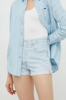 Zdjęcie produktu Levi's szorty jeansowe damskie kolor niebieski gładkie high waist 56327.0313-LightIndig