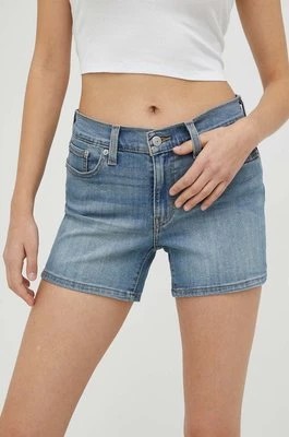 Zdjęcie produktu Levi's szorty jeansowe damskie kolor niebieski gładkie medium waist