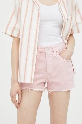Zdjęcie produktu Levi's szorty jeansowe damskie kolor różowy gładkie high waist