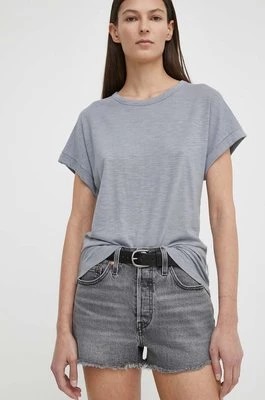 Zdjęcie produktu Levi's szorty jeansowe damskie kolor szary gładkie high waist