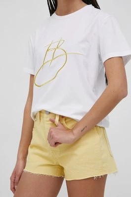 Zdjęcie produktu Levi's szorty jeansowe damskie kolor żółty gładkie high waist