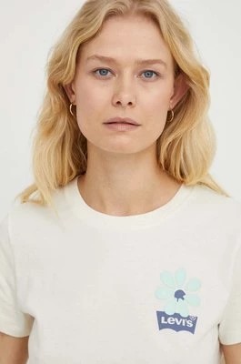 Zdjęcie produktu Levi's t-shirt bawełniany damski kolor beżowy