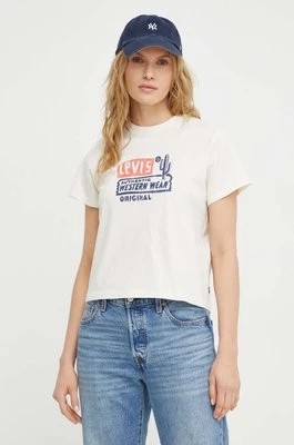 Zdjęcie produktu Levi's t-shirt bawełniany damski kolor beżowy
