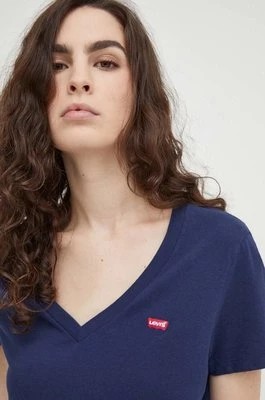 Zdjęcie produktu Levi's t-shirt bawełniany damski kolor granatowy