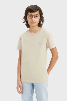 Zdjęcie produktu Levi's t-shirt bawełniany dziecięcy kolor beżowy gładki