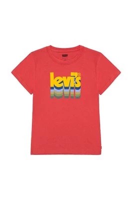Zdjęcie produktu Levi's t-shirt bawełniany dziecięcy kolor czerwony z nadrukiem