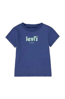 Zdjęcie produktu Levi's t-shirt bawełniany dziecięcy kolor granatowy z nadrukiem