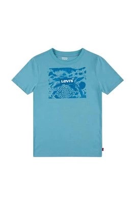 Zdjęcie produktu Levi's t-shirt bawełniany dziecięcy kolor niebieski z nadrukiem