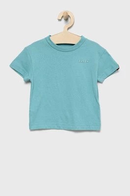Zdjęcie produktu Levi's t-shirt bawełniany dziecięcy kolor turkusowy gładki