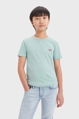 Zdjęcie produktu Levi's t-shirt bawełniany dziecięcy kolor turkusowy gładki