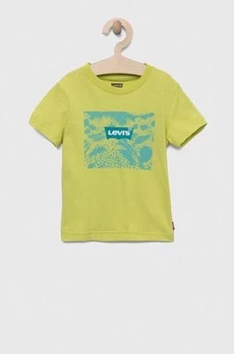 Zdjęcie produktu Levi's t-shirt bawełniany dziecięcy kolor zielony z nadrukiem