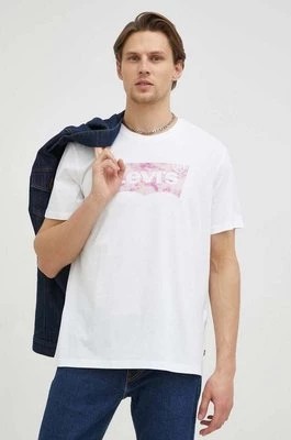 Zdjęcie produktu Levi's t-shirt bawełniany kolor biały z nadrukiem