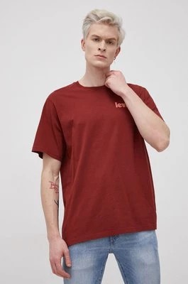 Zdjęcie produktu Levi's T-shirt bawełniany kolor bordowy gładki