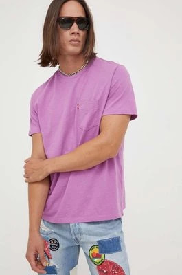 Zdjęcie produktu Levi's t-shirt bawełniany kolor fioletowy gładki