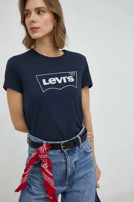 Zdjęcie produktu Levi's t-shirt bawełniany kolor granatowy