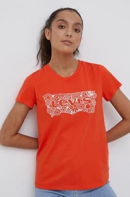 Zdjęcie produktu Levi's t-shirt bawełniany kolor pomarańczowy