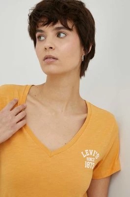 Zdjęcie produktu Levi's t-shirt bawełniany kolor pomarańczowy