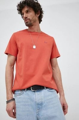 Zdjęcie produktu Levi's t-shirt bawełniany kolor pomarańczowy gładki