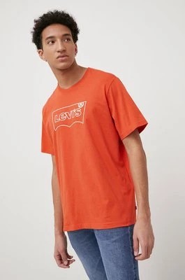 Zdjęcie produktu Levi's t-shirt bawełniany kolor pomarańczowy z nadrukiem