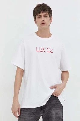 Zdjęcie produktu Levi's t-shirt bawełniany męski kolor biały z nadrukiem