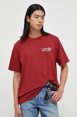Zdjęcie produktu Levi's t-shirt bawełniany męski kolor bordowy z nadrukiem