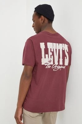 Zdjęcie produktu Levi's t-shirt bawełniany męski kolor bordowy z nadrukiem