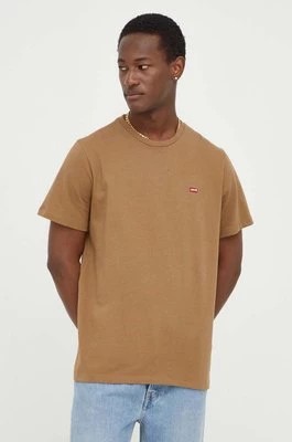 Zdjęcie produktu Levi's t-shirt bawełniany męski kolor brązowy gładki