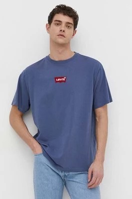 Zdjęcie produktu Levi's t-shirt bawełniany męski kolor niebieski z aplikacją