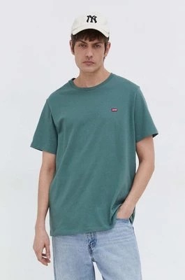 Zdjęcie produktu Levi's t-shirt bawełniany męski kolor zielony gładki
