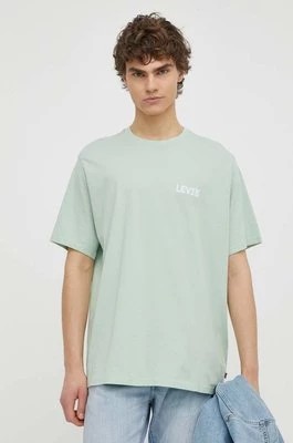 Zdjęcie produktu Levi's t-shirt bawełniany męski kolor zielony z nadrukiem