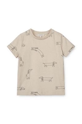 Zdjęcie produktu Liewood t-shirt bawełniany dziecięcy Apia Printed Shortsleeve T-shirt kolor beżowy z nadrukiem
