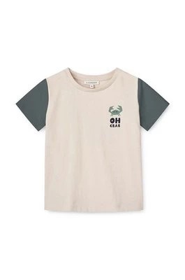 Zdjęcie produktu Liewood t-shirt bawełniany niemowlęcy Apia Baby Placement Shortsleeve T-shirt kolor turkusowy z nadrukiem