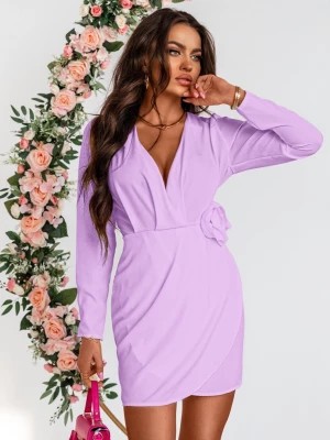 Zdjęcie produktu Liliowa sukienka z przekładanym dołem Whitney - liliowy Pakuten