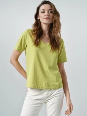 Zdjęcie produktu Limonkowy T-shirt damski basic OCHNIK