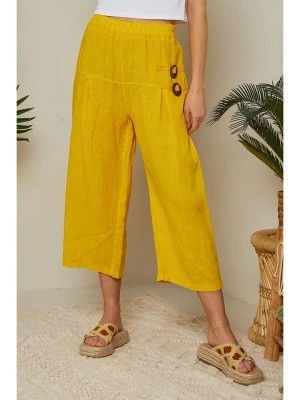 Zdjęcie produktu Lin Passion Lniane spodnie w kolorze żółtym rozmiar: 34/36
