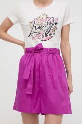Zdjęcie produktu Liu Jo szorty damskie kolor fioletowy gładkie high waist