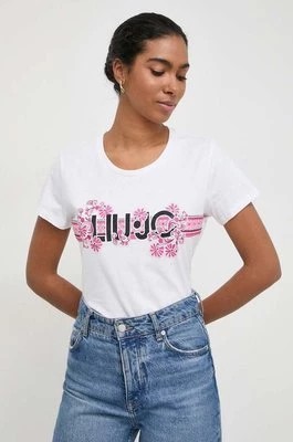 Zdjęcie produktu Liu Jo t-shirt bawełniany damski kolor beżowy