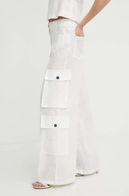 Zdjęcie produktu Liviana Conti spodnie lniane kolor beżowy proste high waist L4SL36