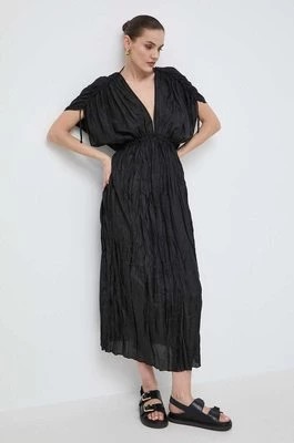 Zdjęcie produktu Liviana Conti sukienka jedwabna kolor czarny maxi rozkloszowana L4SS18