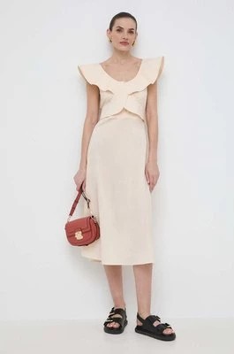 Zdjęcie produktu Liviana Conti sukienka kolor beżowy midi rozkloszowana L4SK41