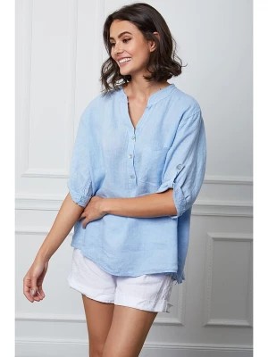 Zdjęcie produktu Fleur de Lin Lniana bluzka "Helly" w kolorze błękitnym rozmiar: XL