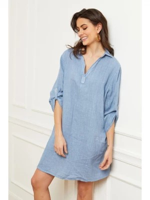 Zdjęcie produktu Joséfine Lniana sukienka "Basta" w kolorze niebieskim rozmiar: XL