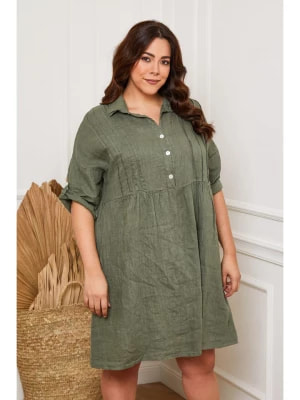 Zdjęcie produktu Plus Size Company Lniana sukienka "Cerif" w kolorze khaki rozmiar: 48