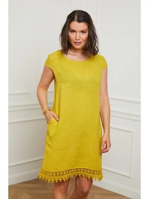 Zdjęcie produktu Curvy Lady Lniana sukienka w kolorze żółtym rozmiar: 48/50