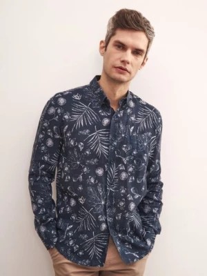 Zdjęcie produktu Lniana wzorzysta koszula męska OCHNIK