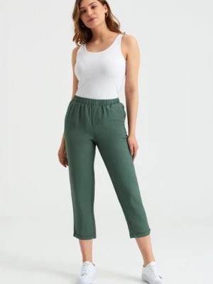 Zdjęcie produktu Lniane Spodnie damskie zielone Greenpoint