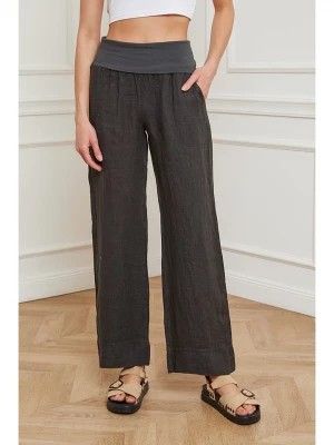 Zdjęcie produktu Fleur de Lin Lniane spodnie "Derwan" w kolorze antracytowym rozmiar: XL